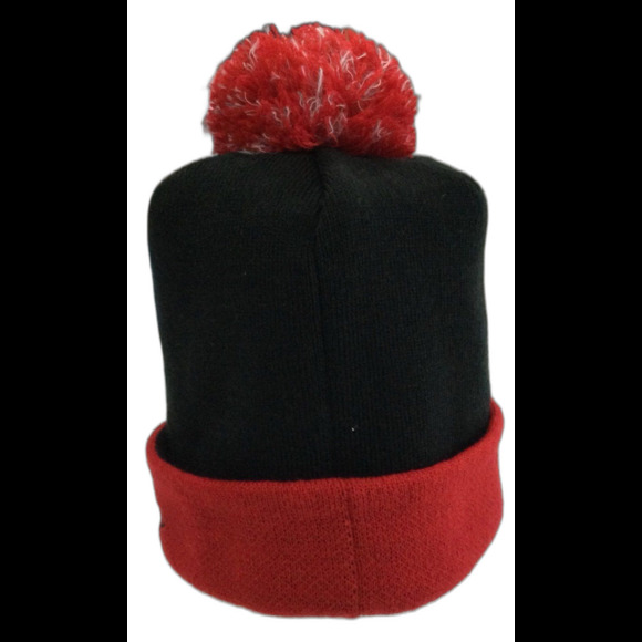 New Era Hat Unisex One Size Black Red Chicago Bulls Windy City Pompom Beanie - Picture 7 of 9